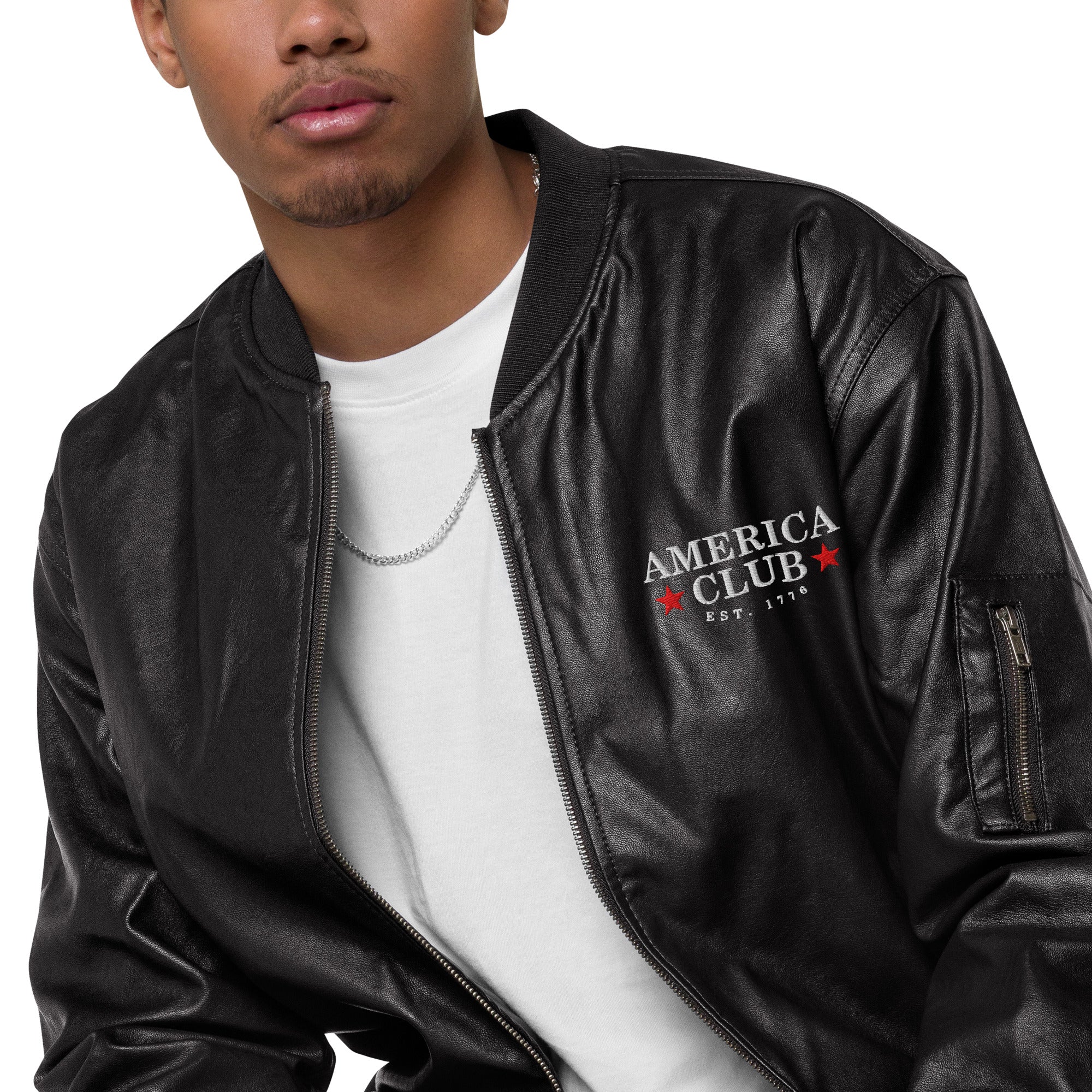 America Club Leather Fighter Bomber Jacket - Limited Edition - America Club