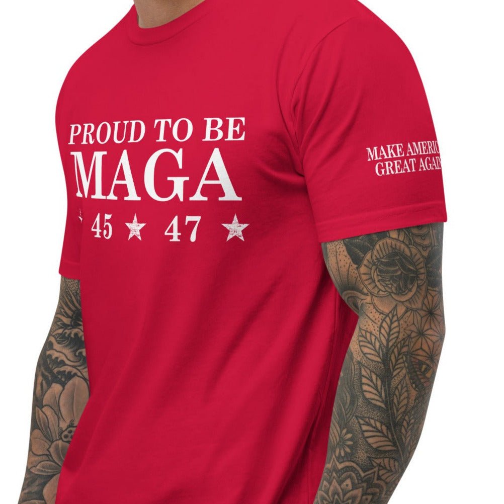 Proud To Be MAGA Fitted Shirt - Red - America Club